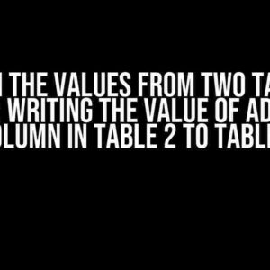 When the Values From Two Tables Match: Writing the Value of Adjacent Column in Table 2 to Table 1